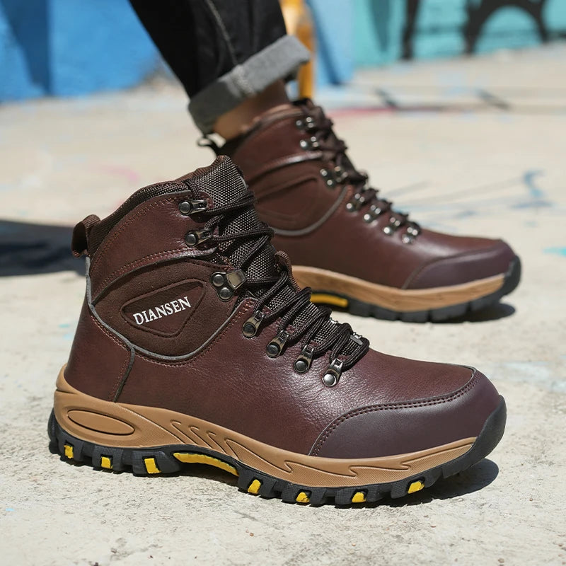 Veigar Waterproof Leather Indestructible Men Work Boots Outdoor Safety