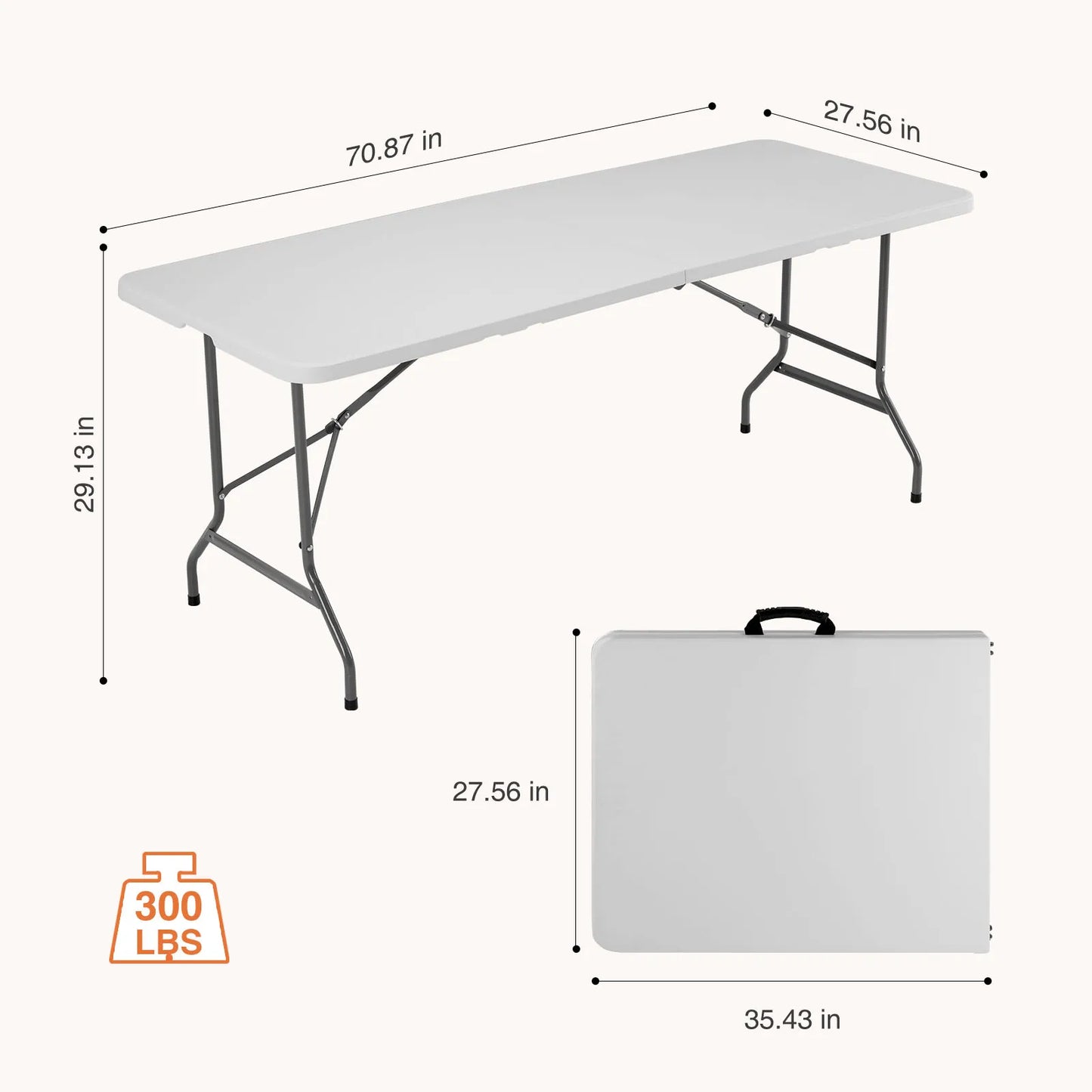 JHK Portable Folding Table Outdoor Heavy Duty With Carry Handle