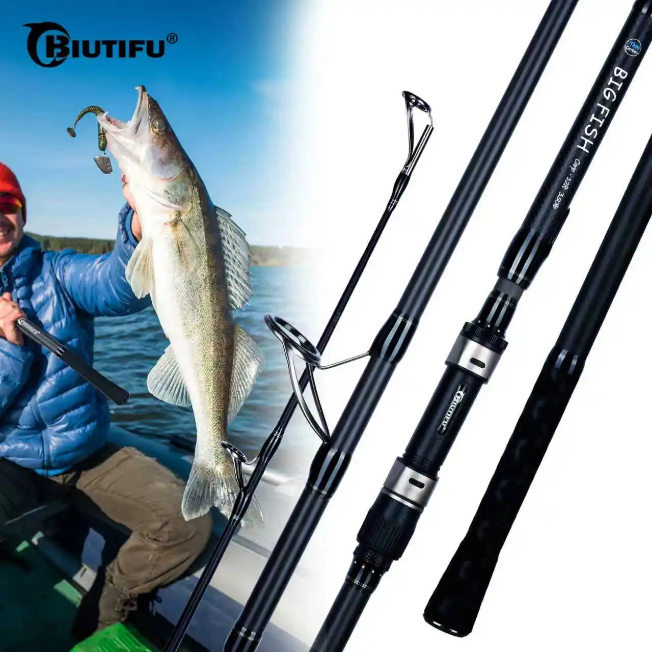 BIUTIFU BigFish Carp Surfcasting Rod T800 Carbon 40 to 200g