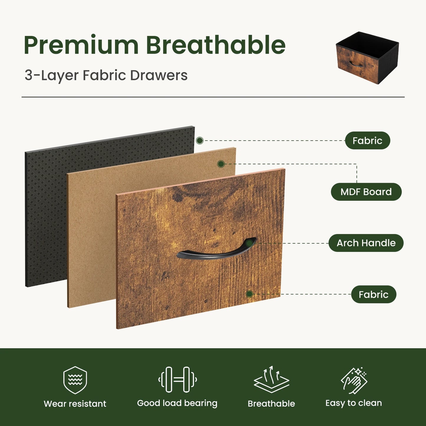 JHK Wheeled Mobile File Cabinet With 2 Fabric Drawers And Open Shelf