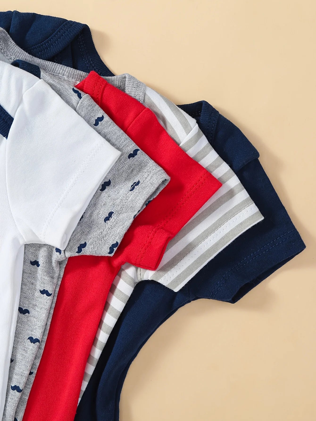Baby Boys 5-Piece Cotton Short Sleeve Bodysuits With Bow Tie Rompers
