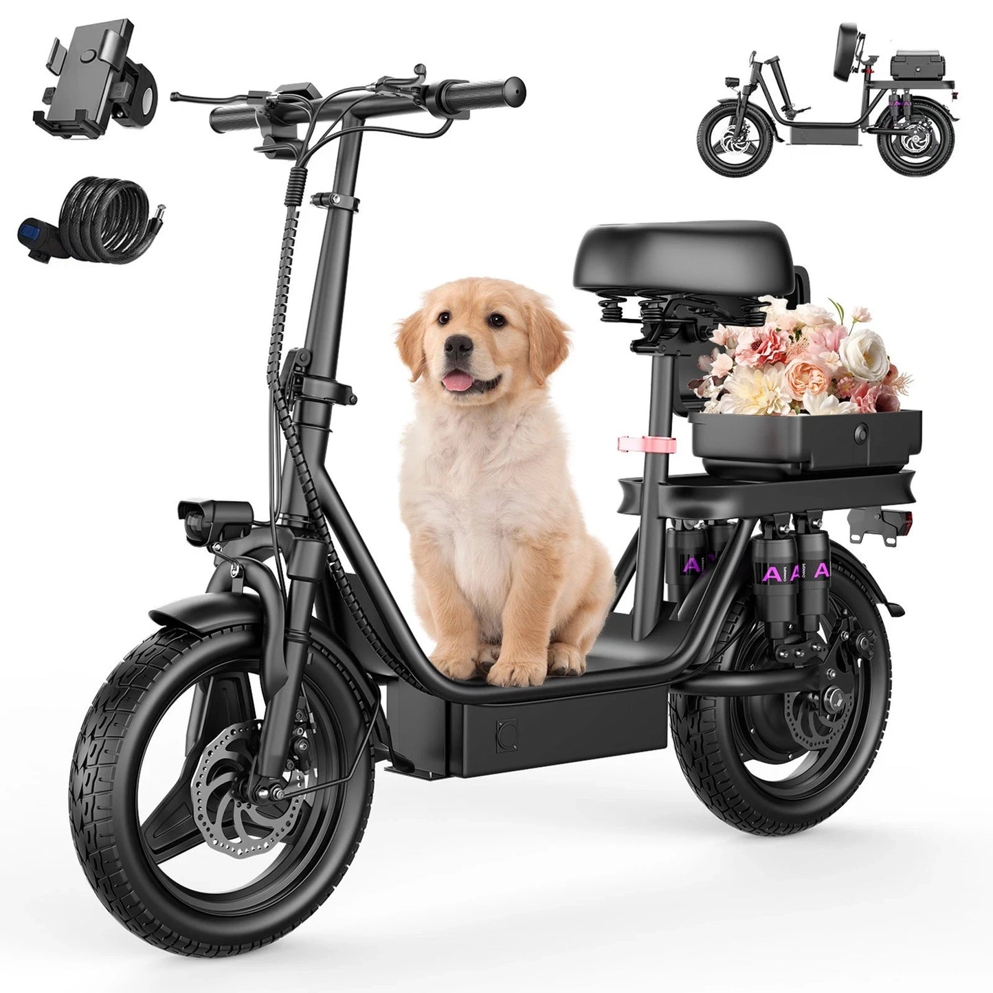 UPlee GQ8 Folding Electric Bike 48V 15AH Battery
