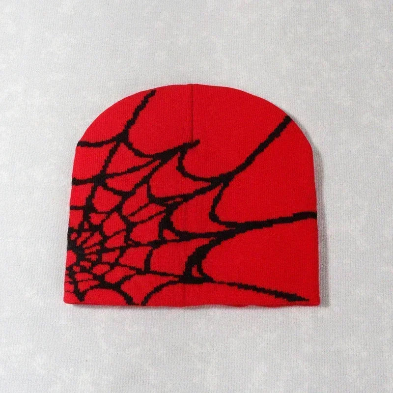 Knit Beanie Hat Spider Embroidered Winter Woolen Cap Unisex