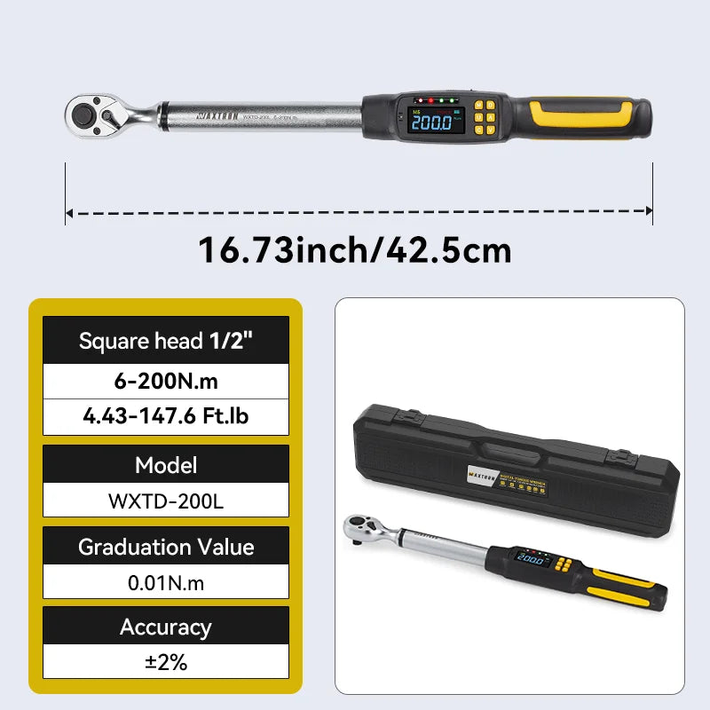 Waxtron Digital Torque Wrench Professional 2 Percent Accuracy For Auto