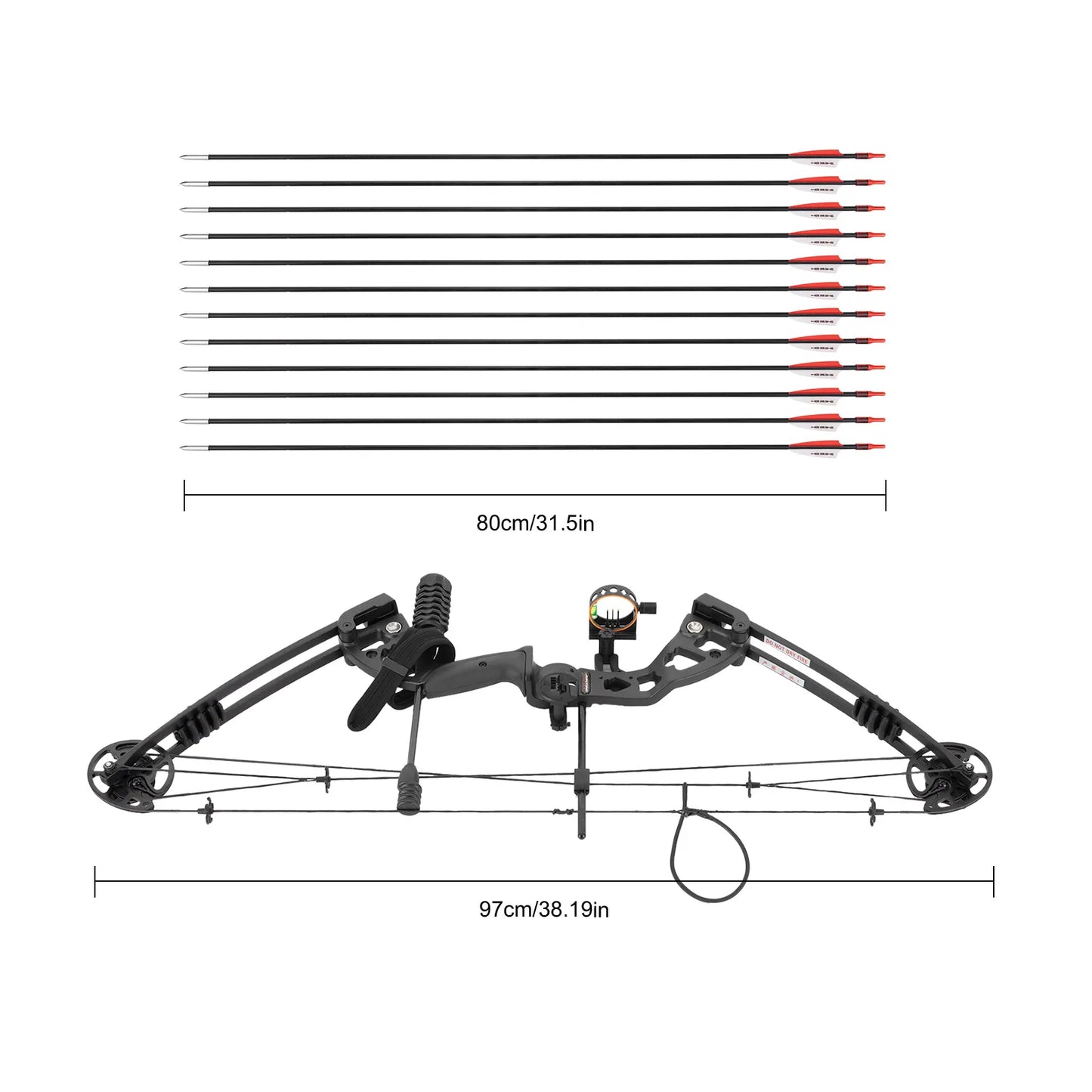 Compound Bow Kit Right Hand With Lighted Sight And Shock Absorption For Archery