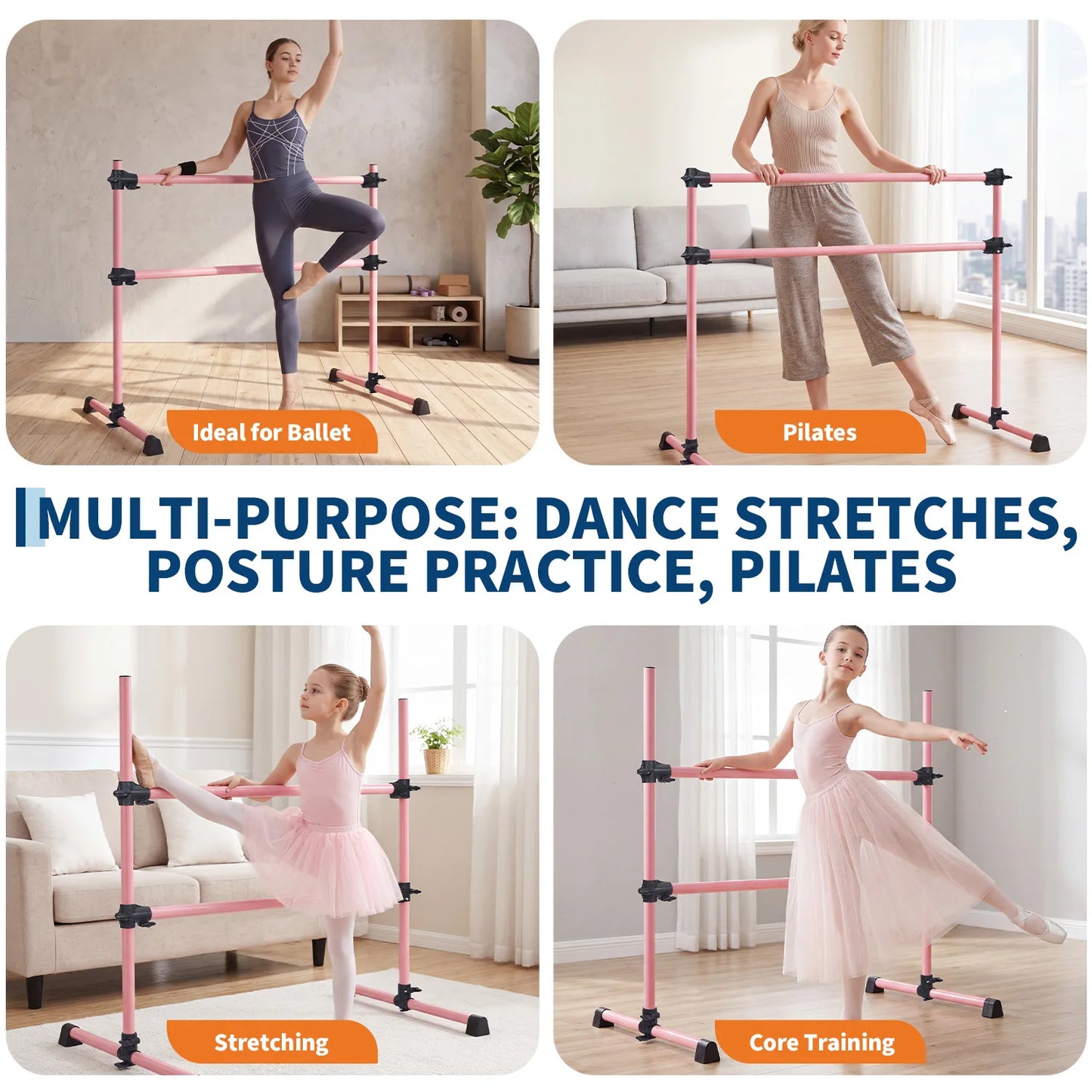 Heavy Duty 4FT Adjustable Freestanding Ballet Barre Dance Practice