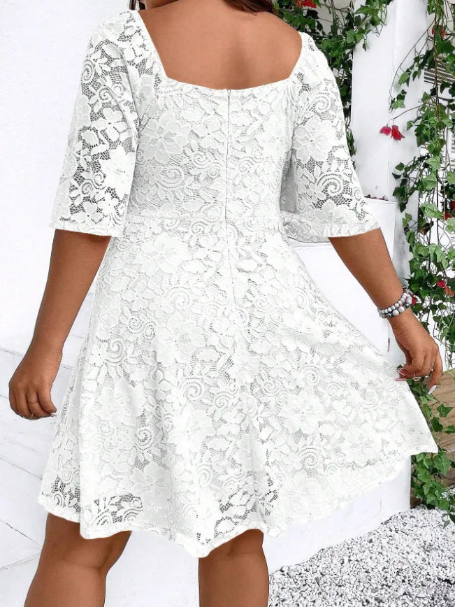 Elegant Womens Lace A Line V Neck Casual Party Dress