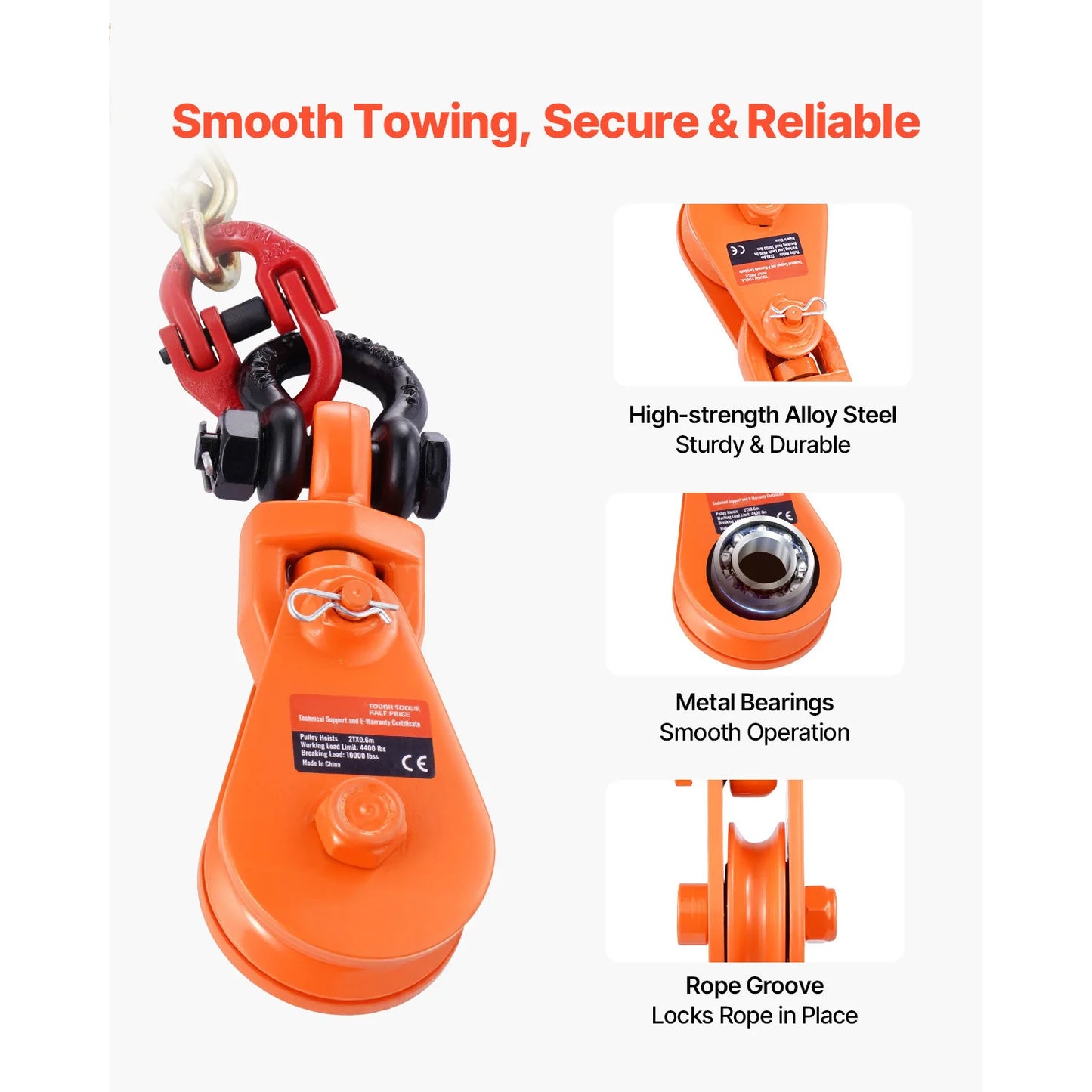 Snatch Block Pulley System With G80 Chain And Swivel Shackle