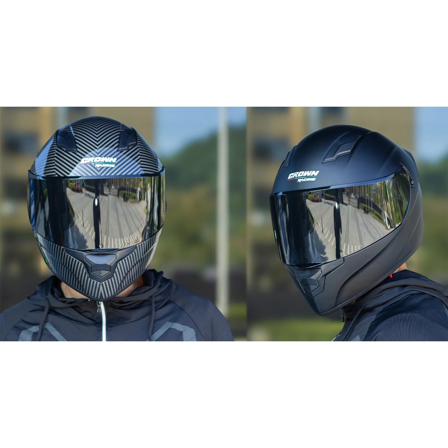 Crown Racing Full Face Motorcycle Helmet With Shield