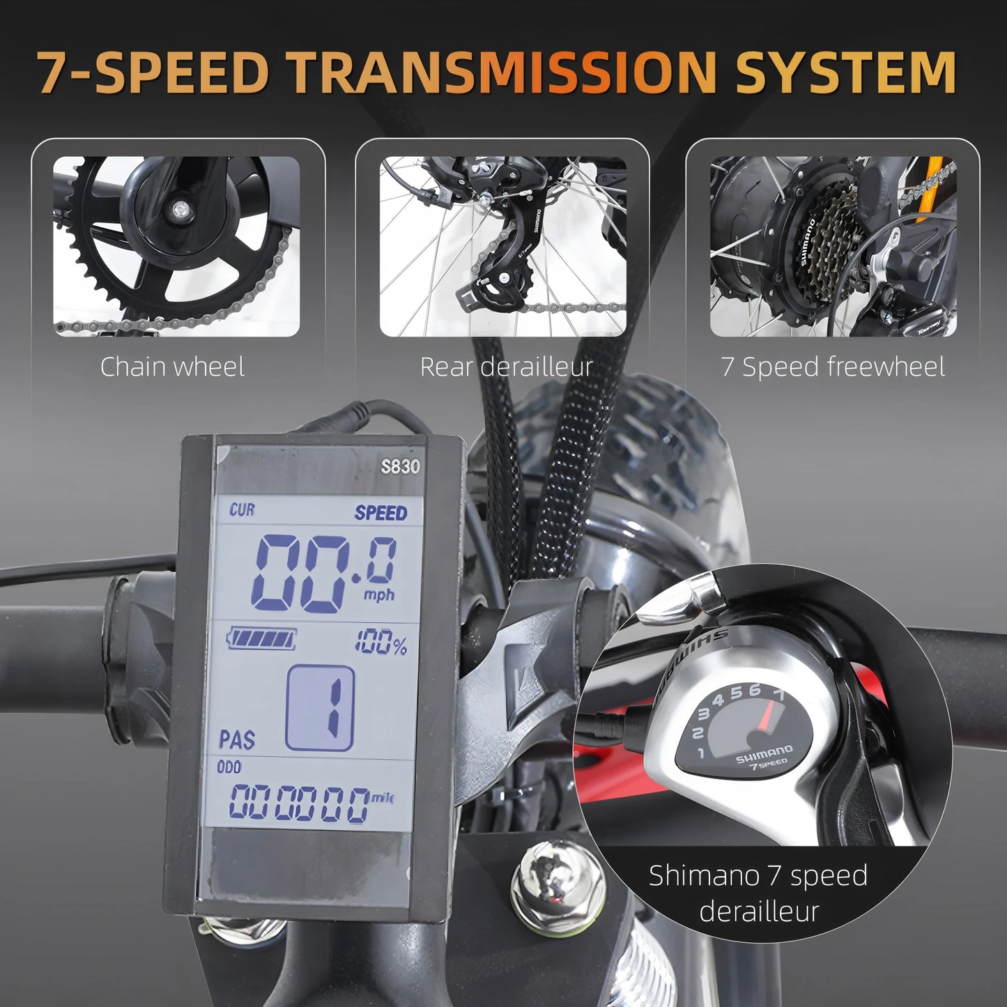 Xtion Electric Mountain Bike 750W 28MPH 48V 7 Speed