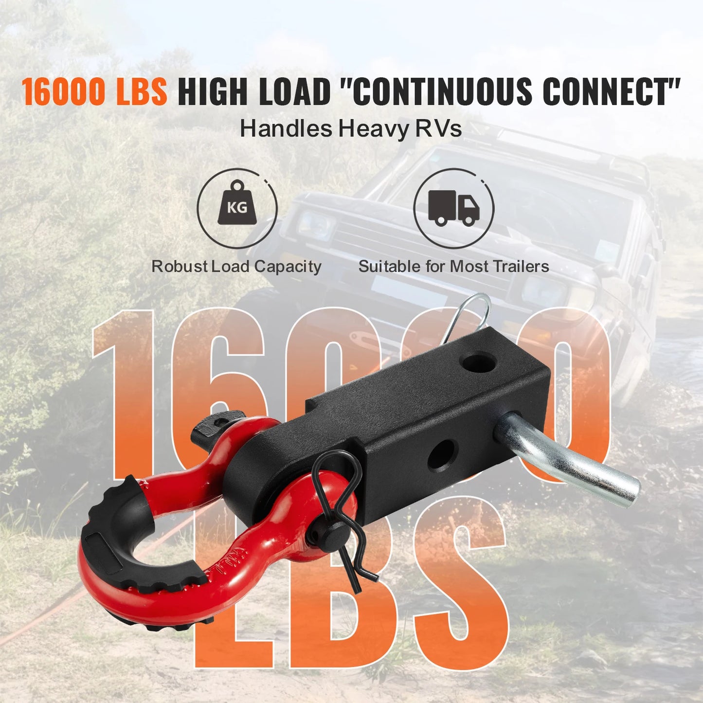 SucceBuy 2 Inch D-Ring Shackle Hitch Receiver With Lock Pin