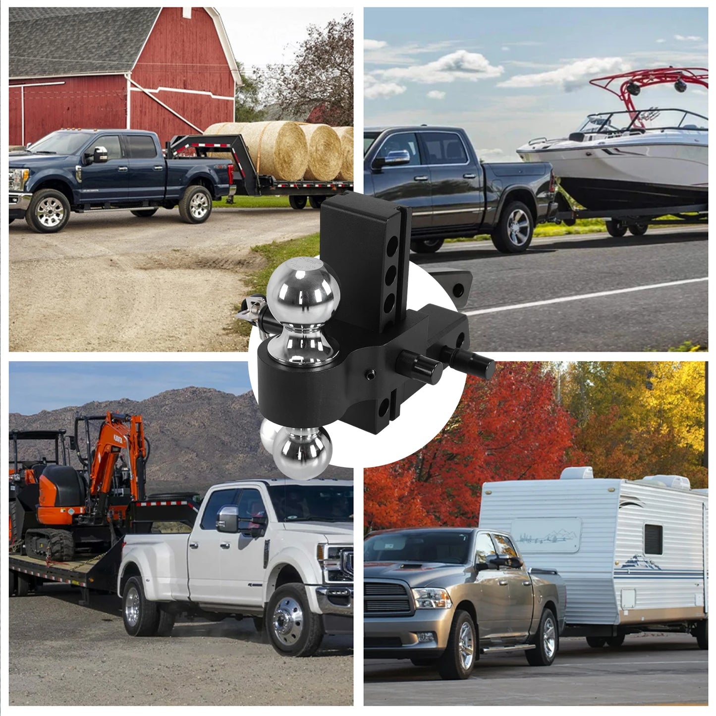 Adjustable Trailer Hitch With Dual Ball Towing Storage 12000 Lbs