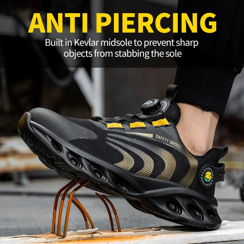 Breathable Lace Free Safety Shoes For Men Anti Puncture