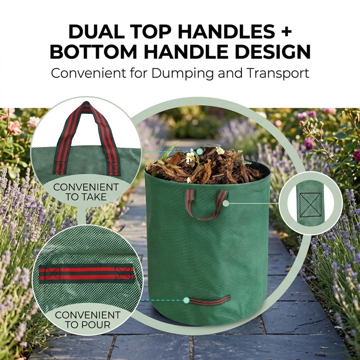 Heavy Duty Reusable Garden Leaf Bags With Reinforced Handles