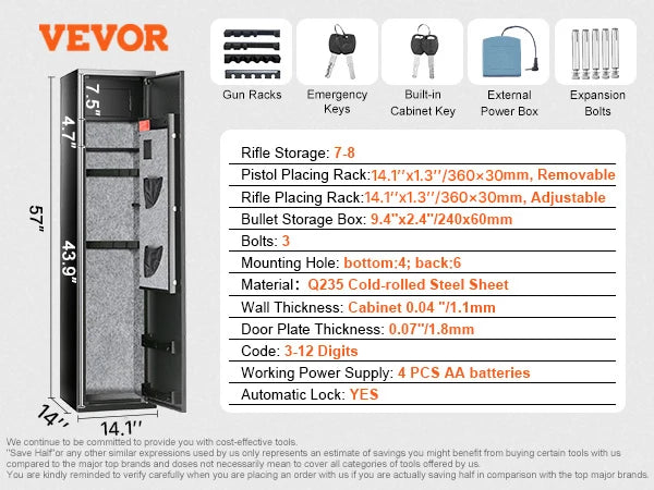 SucceBuy Gun Safe Cabinet With Digital Keypad Lock