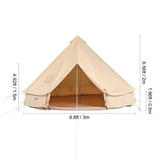SucceBuy Canvas Bell Tent 4 Seasons Outdoor Camping Stove Breathable