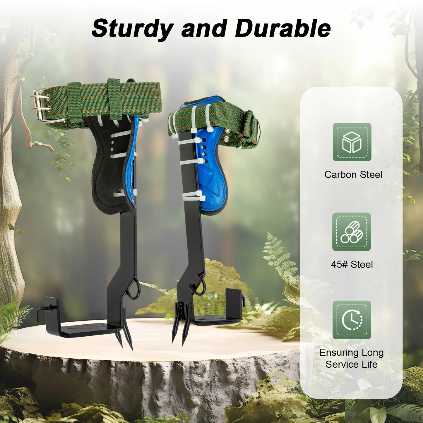 Ergonomic Tree Climbing Spikes Kit with Safety Harness Belt