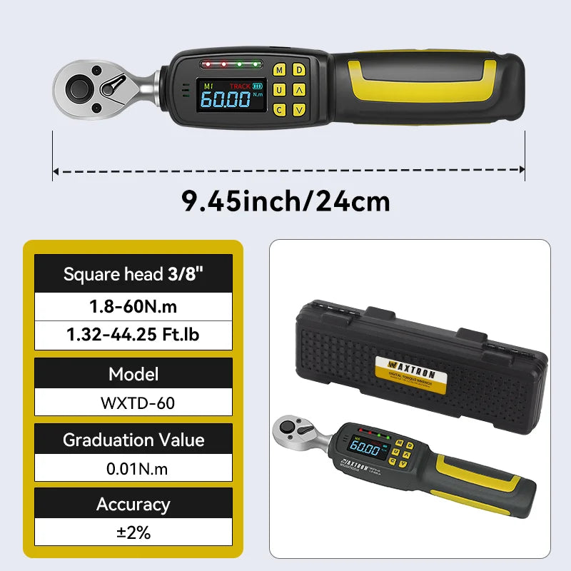 Waxtron Digital Torque Wrench Professional 2 Percent Accuracy For Auto