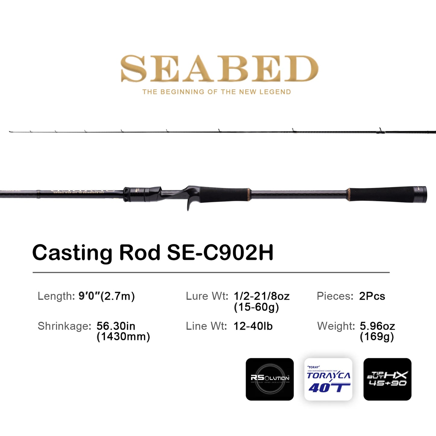 Pure-Lure Seabed Spinning Rod For Sea Bass Fast Action 10-14lb