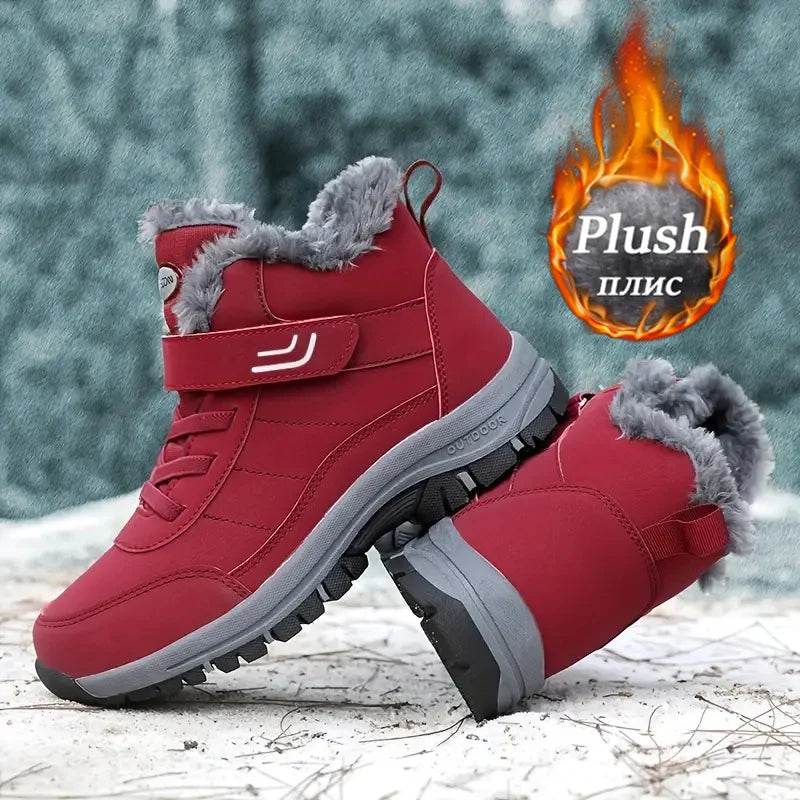 Women Fleece Lined Snow Boots Non Slip Winter Hiking Shoes