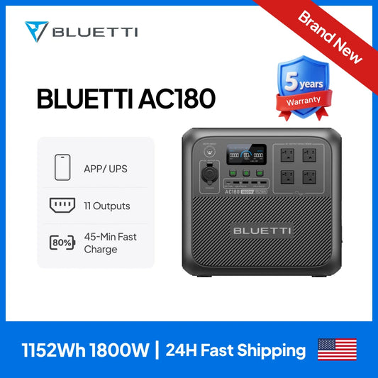 BLUETTI AC180 1800W 1152Wh Solar Portable Power Station
