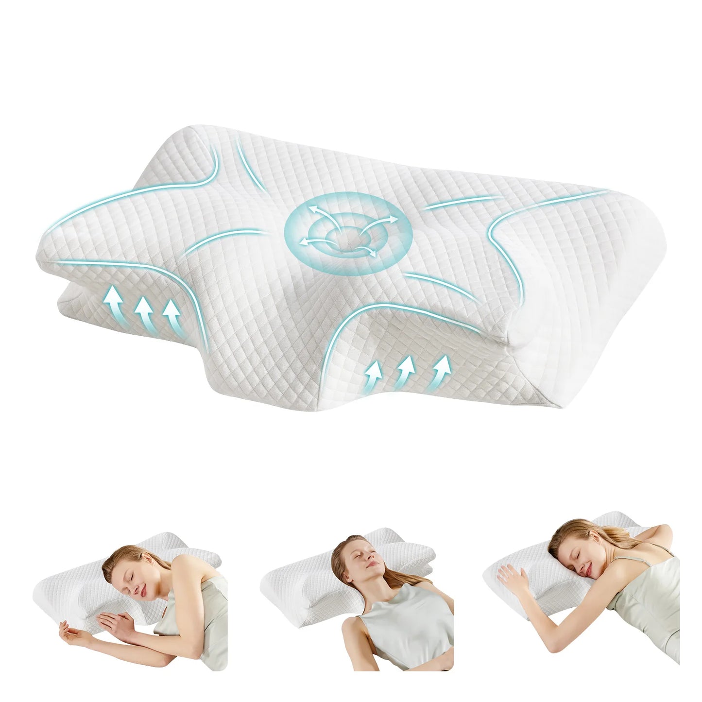 JHK Memory Foam Cervical Pillow With Cooling Pillowcase
