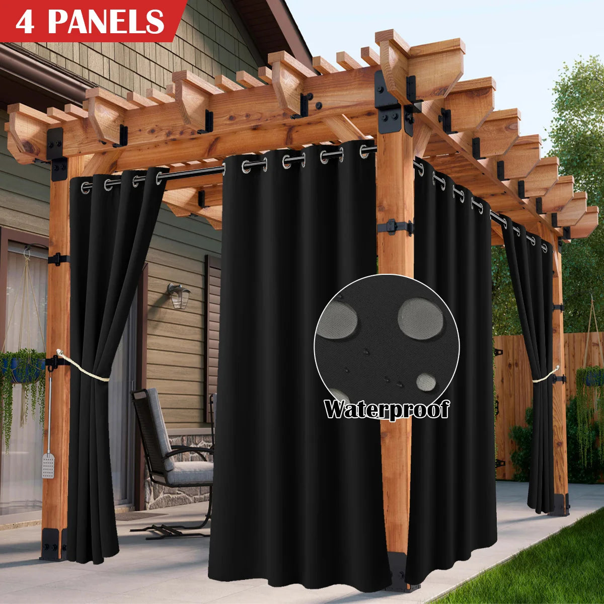 Sabalanica Waterproof Outdoor Curtains Grommet Top Sun Blocking UV Protection
