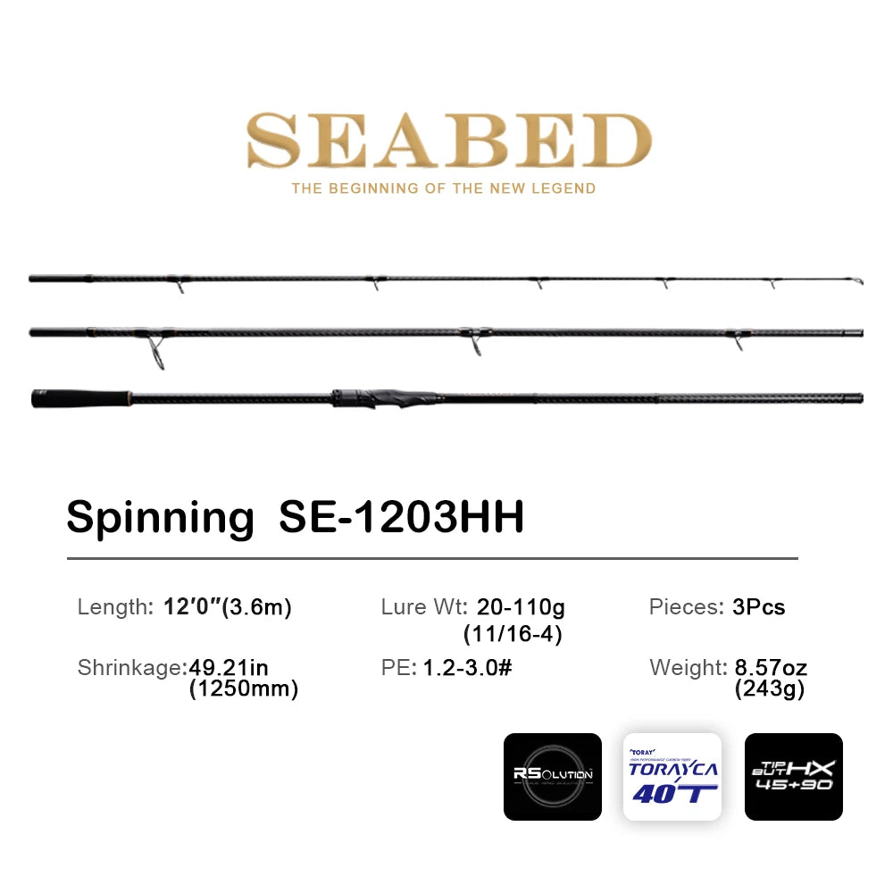 Pure-Lure Seabed Spinning Rod For Sea Bass Fast Action 10-14lb