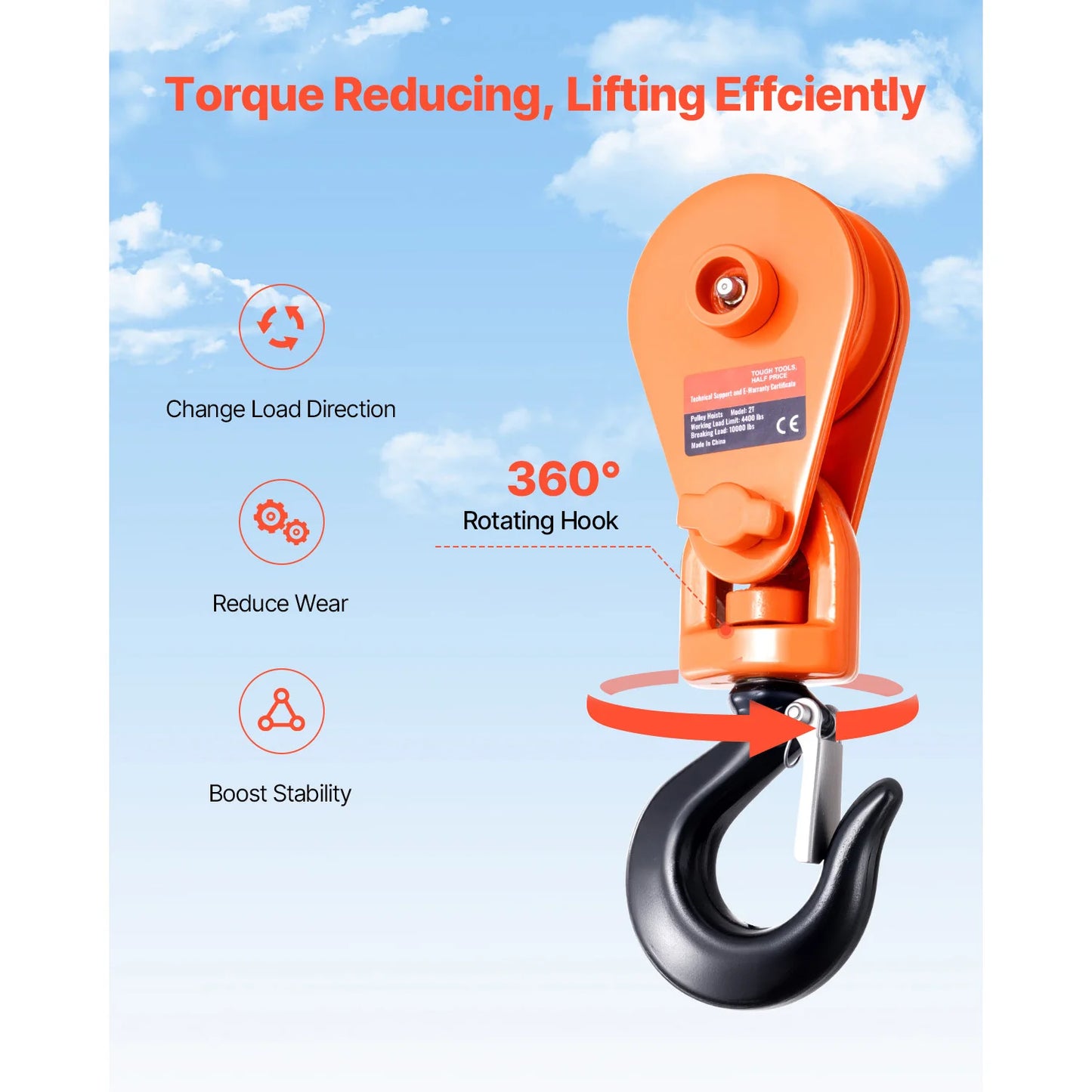 Snatch Block Pulley 2T Offroad Recovery Tool for Towing