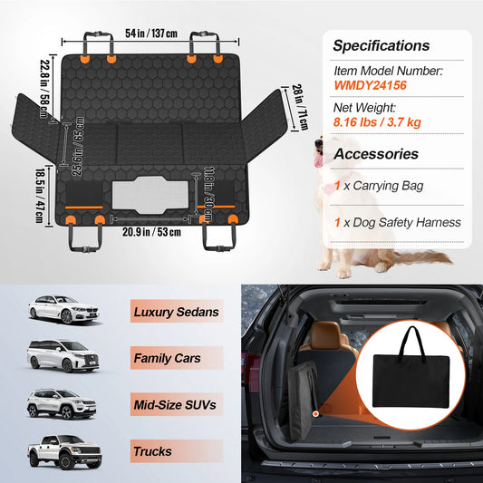 SucceBuy Back Seat Extender Dog Car Cover With Mesh Window