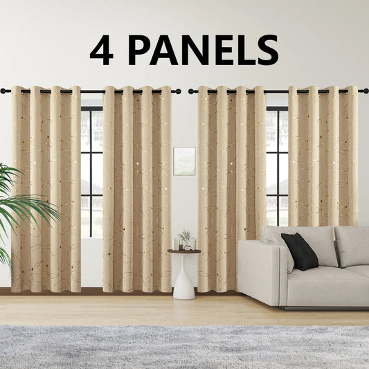 4Pcs Blackout Curtains Grommet Thermal Insulated Foil Circles Dots