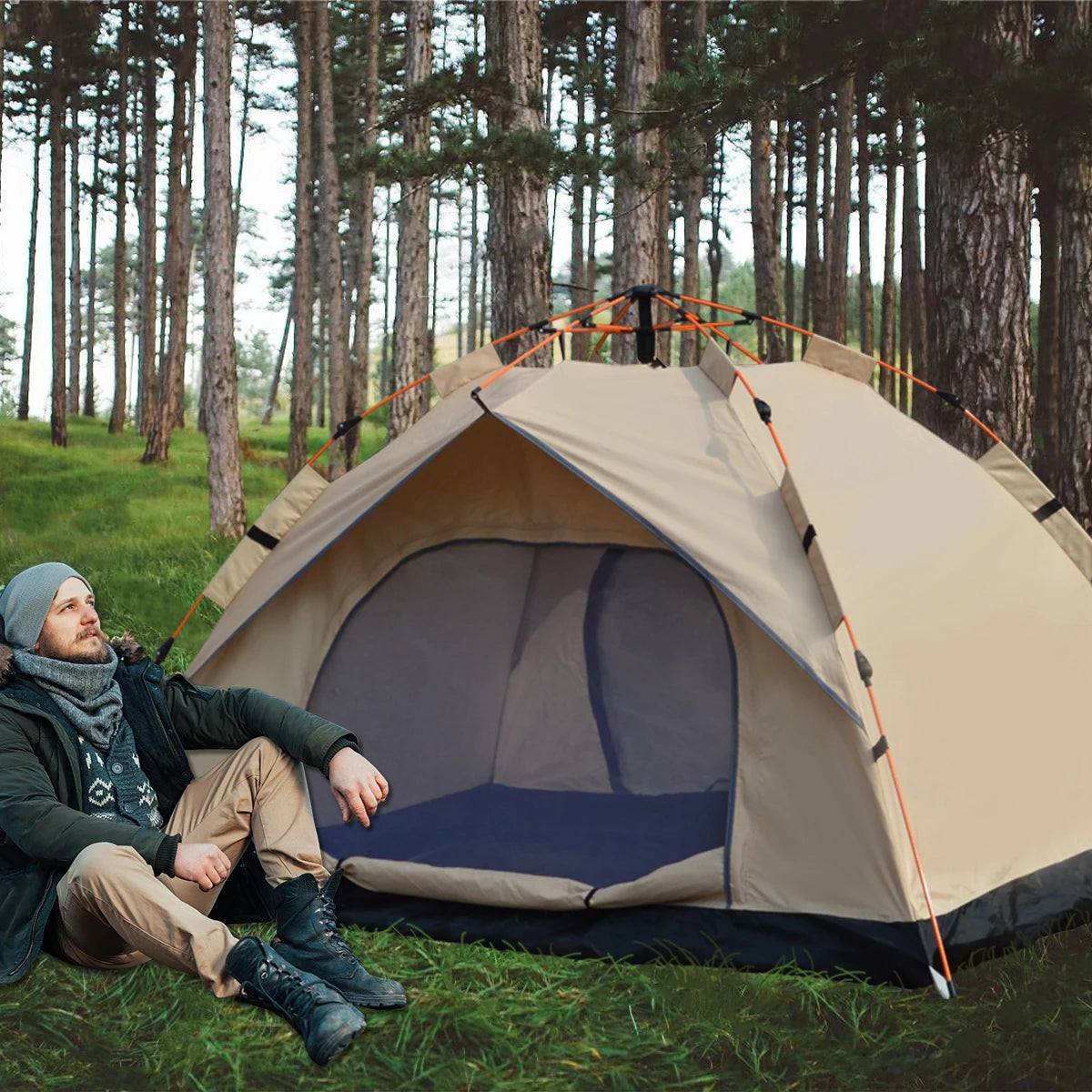 Pakicetus Outdoor Automatic Quick Opening Rainproof Sunproof Tent With Doors