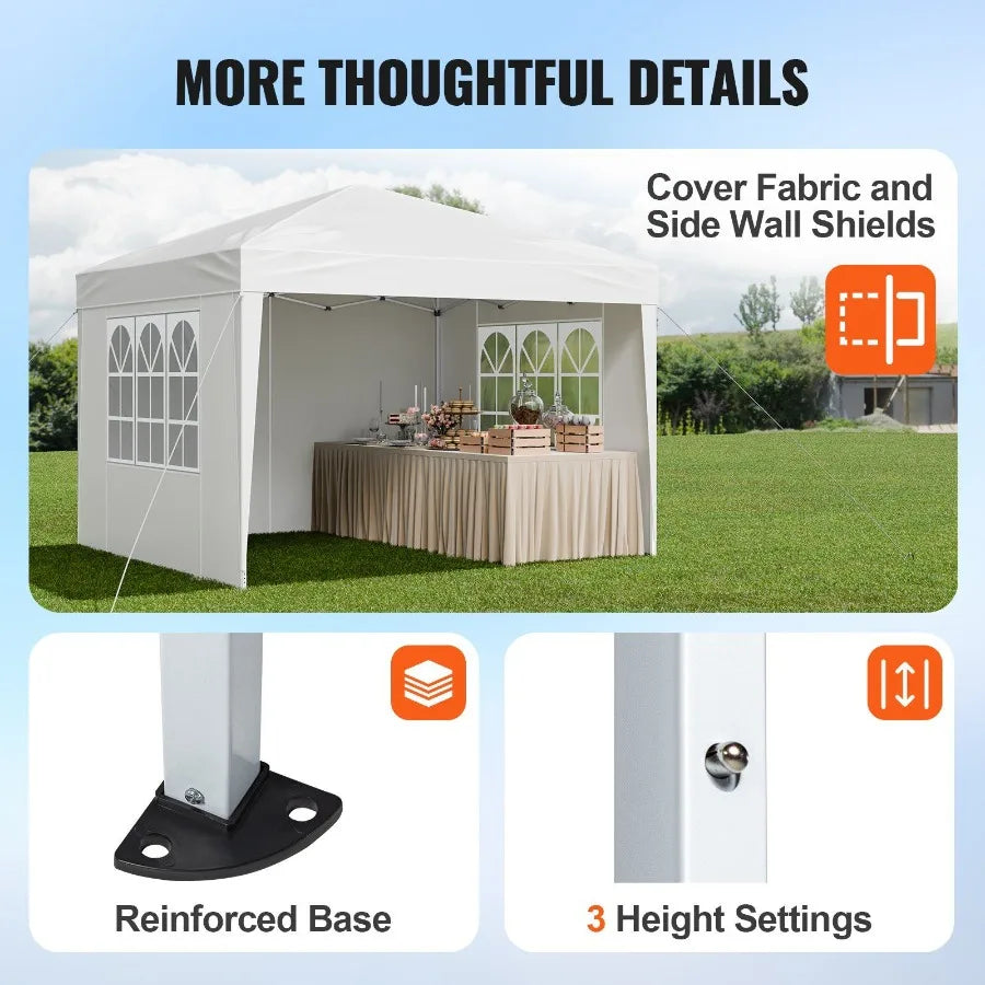 Aluminum Pop Up Canopy Gazebo With 3 Sidewalls And Windows
