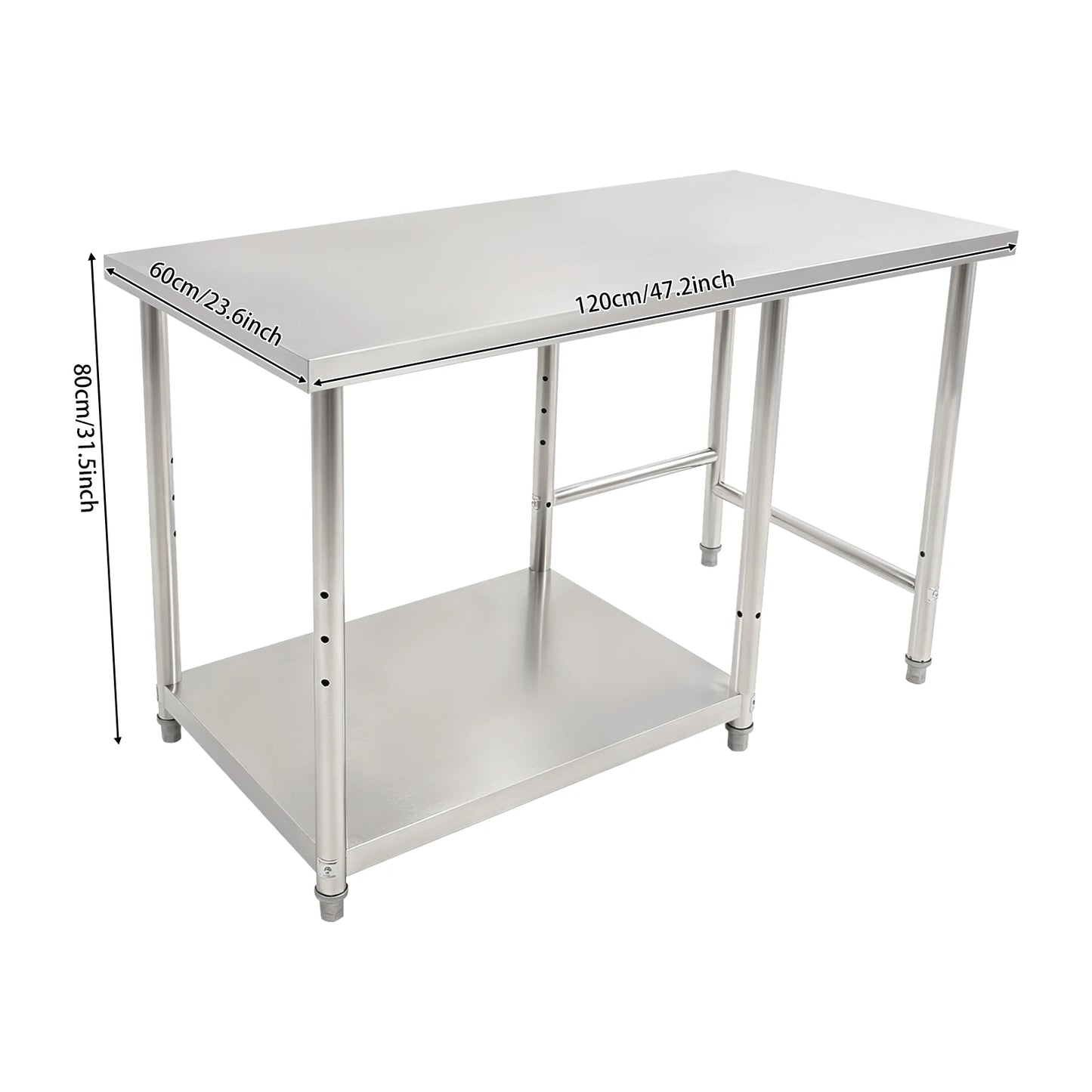 Stainless Steel Prep Table With Lower Shelf For Commercial Kitchens