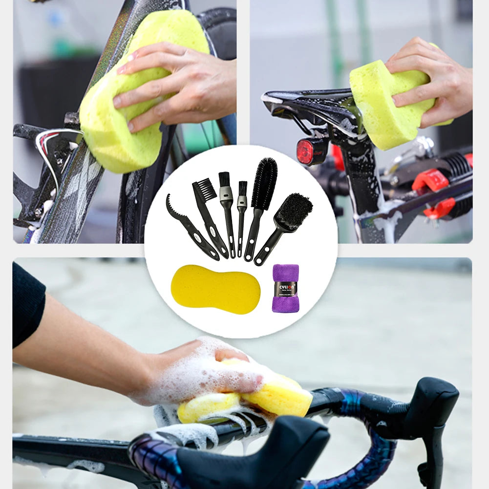 8 Piece Bicycle Bike Cleaning Tools Brush Set Kit