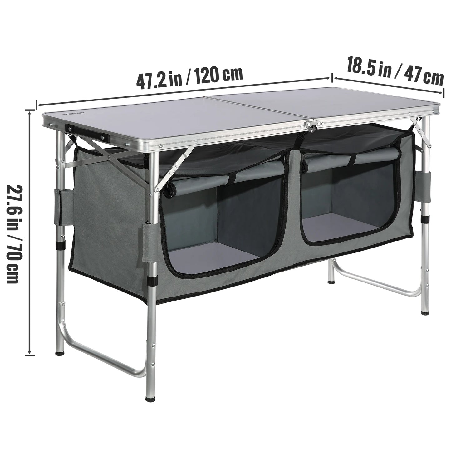 SucceBuy Foldable Camping Kitchen Table And Storage Rack Outdoor Cooking
