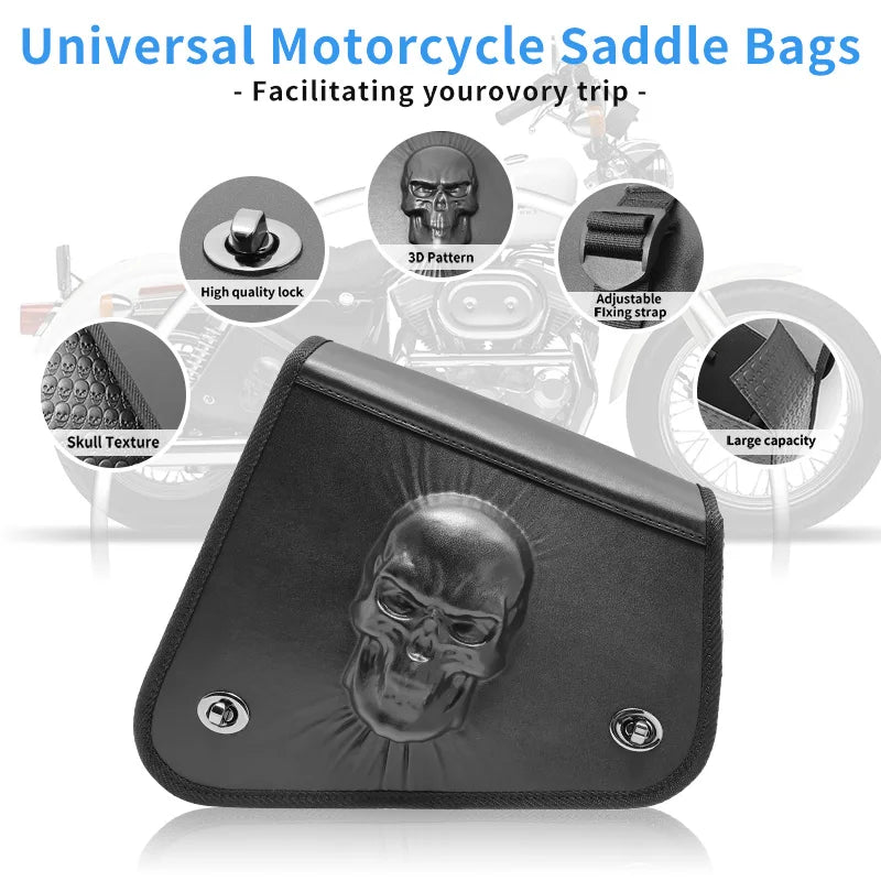 Motorcycle Black PU Leather Swingarm Luggage Bag For Harley Sportster