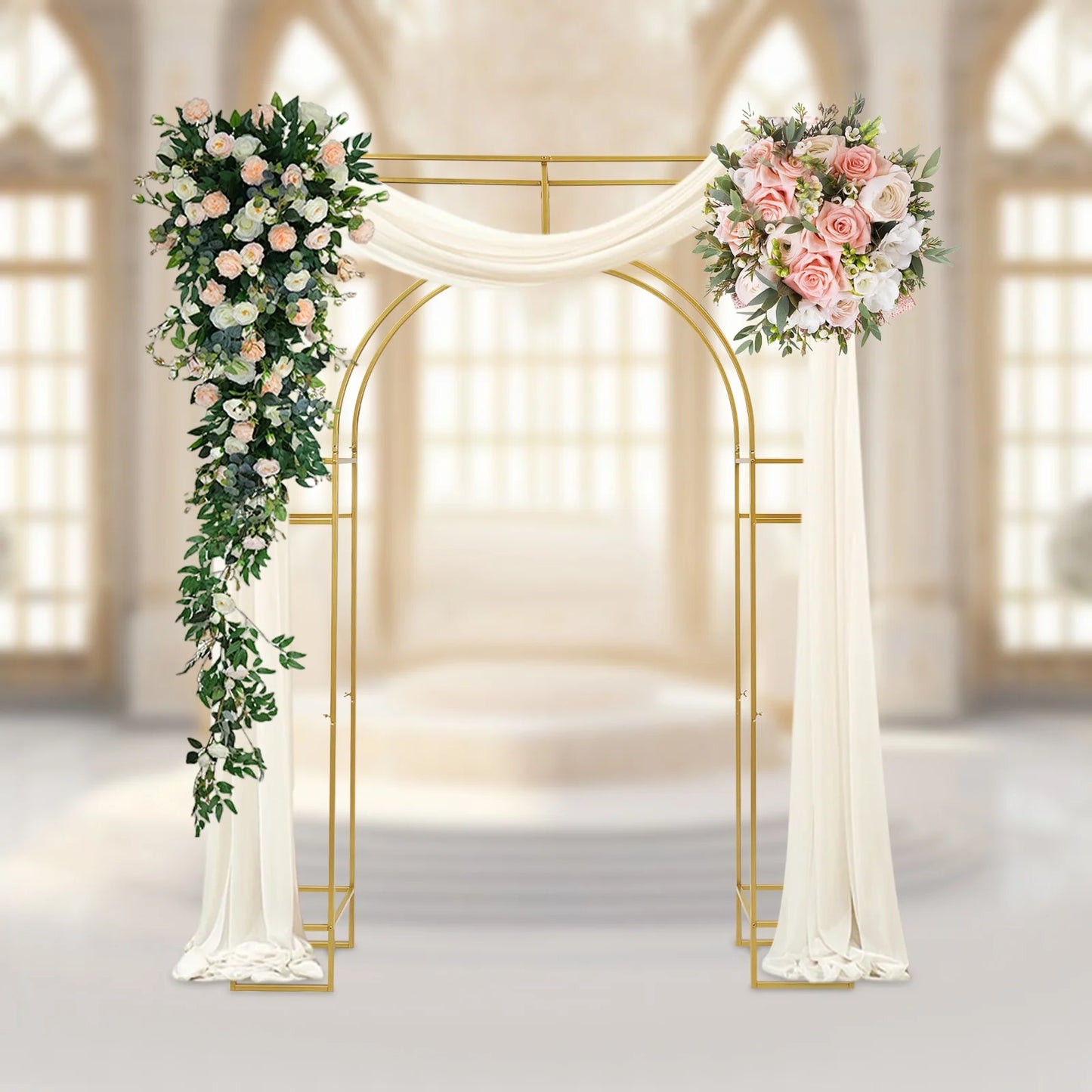 Heavy Duty Carbon Steel Ceremony Arch Frame For Events Floral Balloons