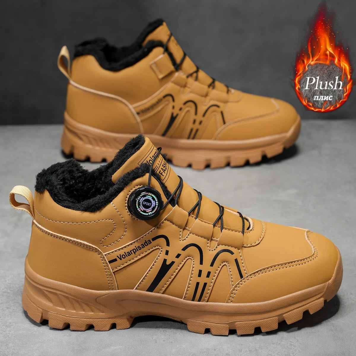 Unisex Winter Snow Boots Waterproof Leather Non Slip Lug Sole
