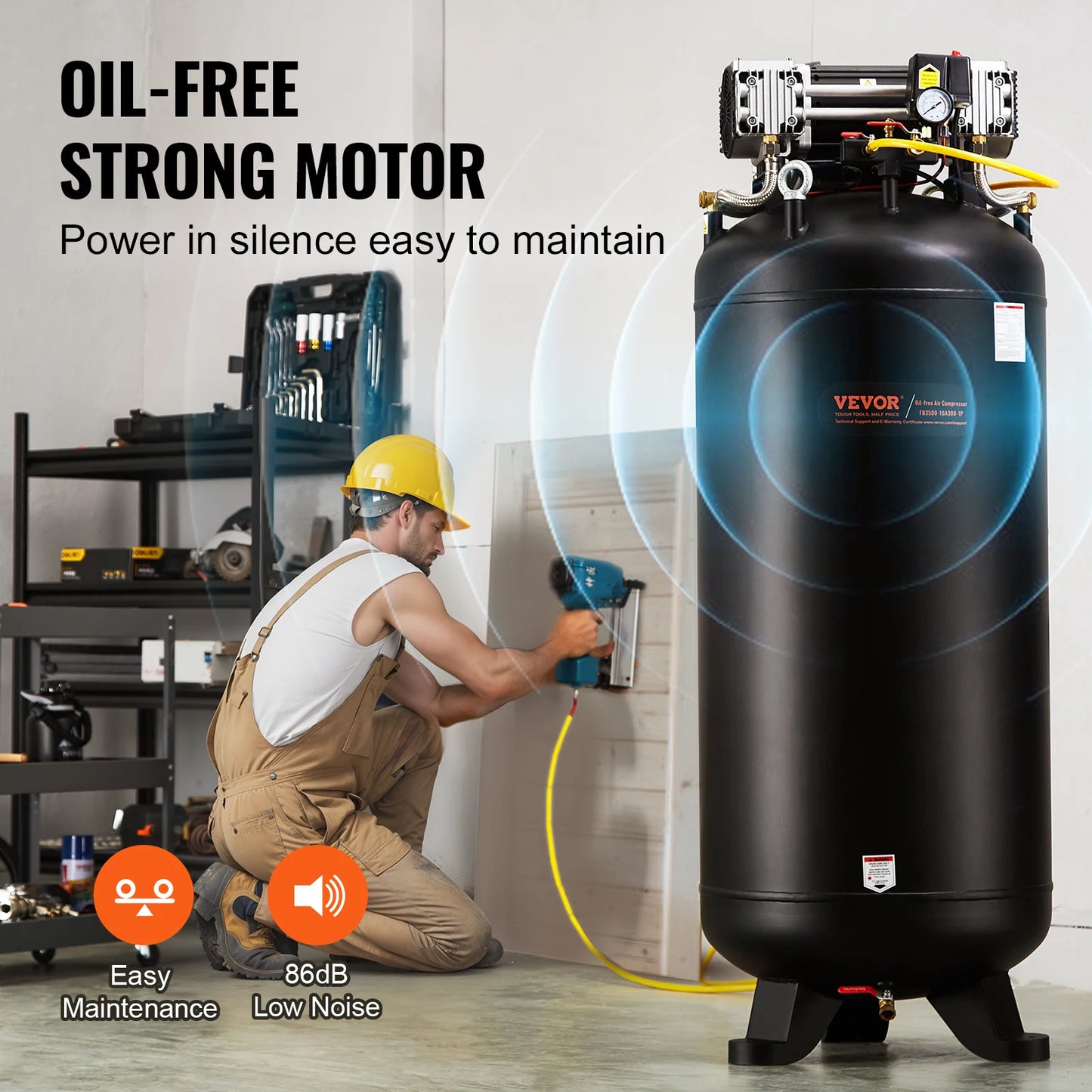 VEVOR Air Compressor 6.5 HP 145 PSI Oil Free Industrial