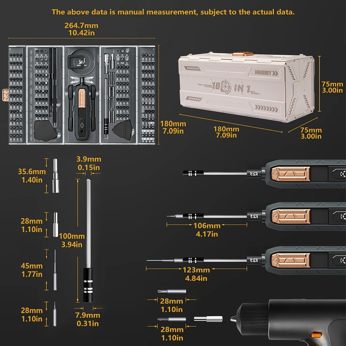 JAKEMY 180 In 1 Precision Screwdriver Set With Magnetic Bits