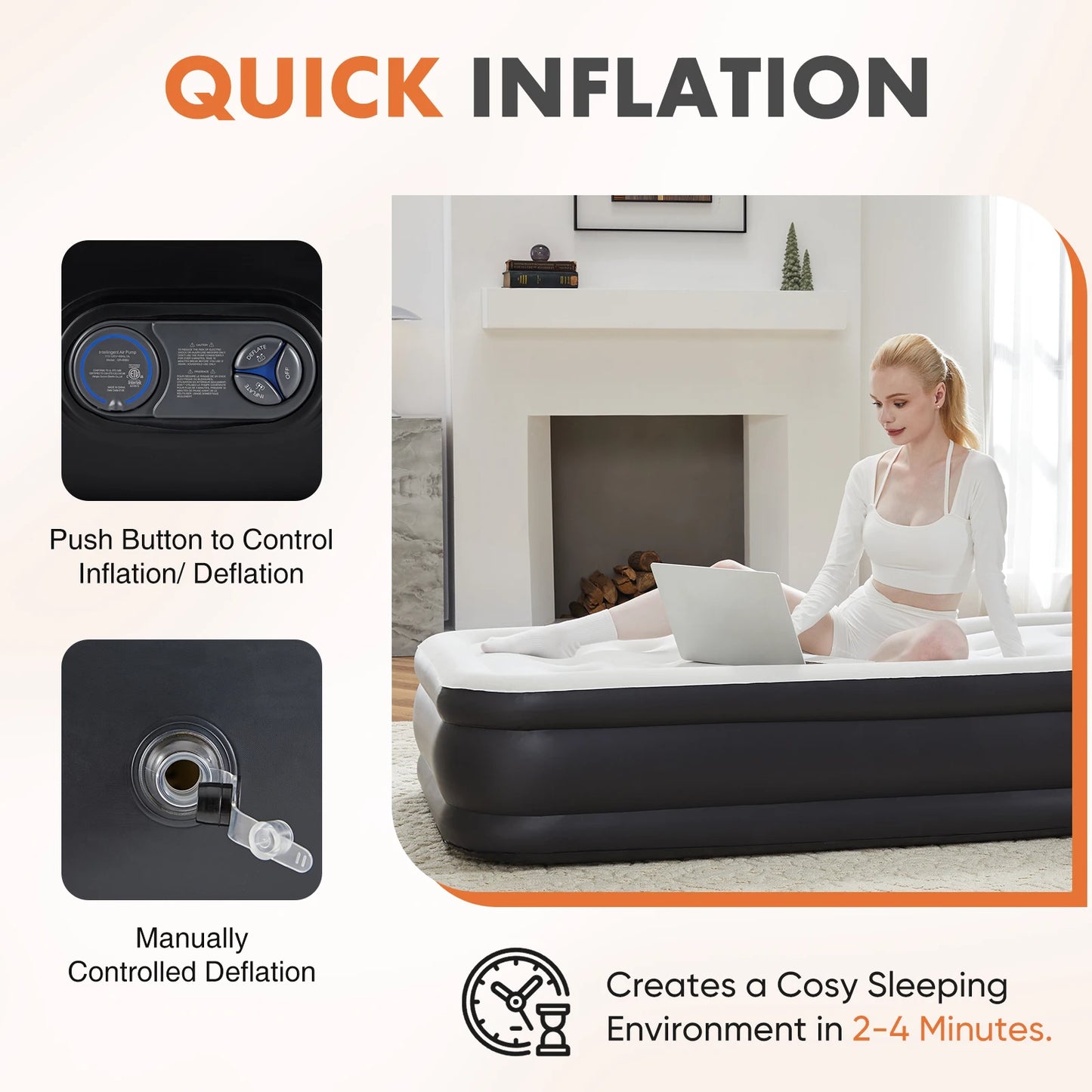 MCQ Air Mattress With Built In Pump Non Slip Bottom