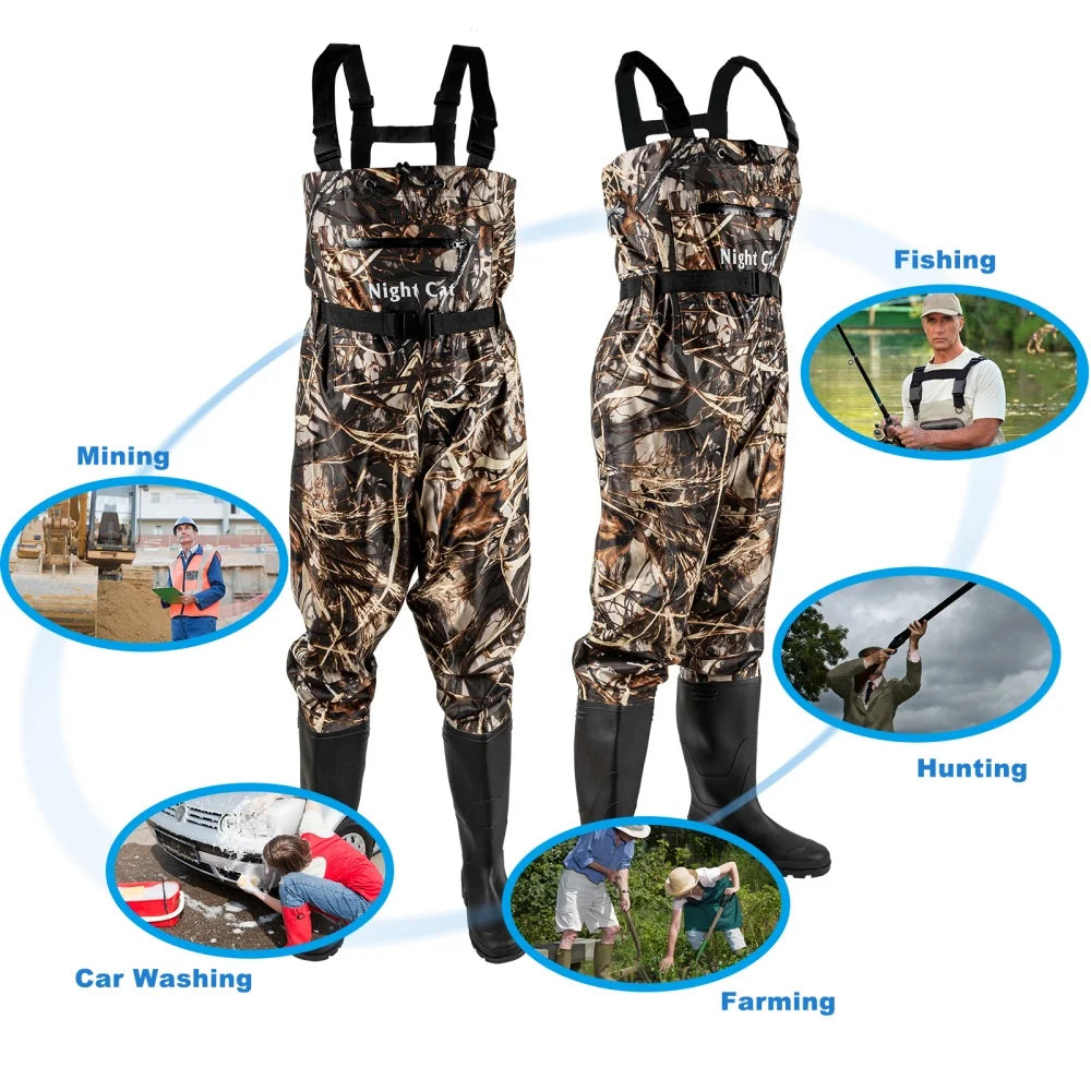 Night Cat Waterproof Chest Waders For Men Women Bootfoot Belt