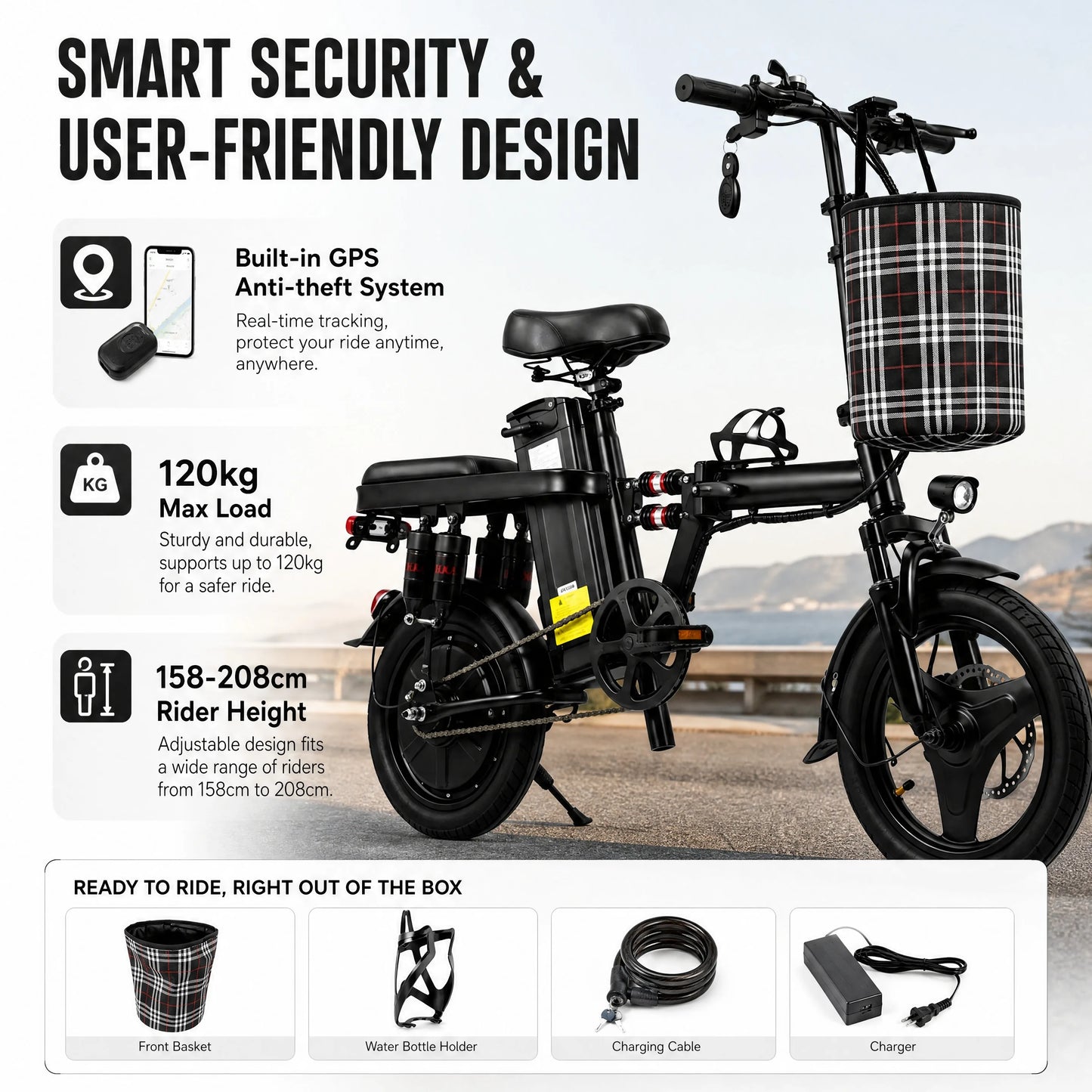 Portable Folding Electric Bike With Dual Suspension