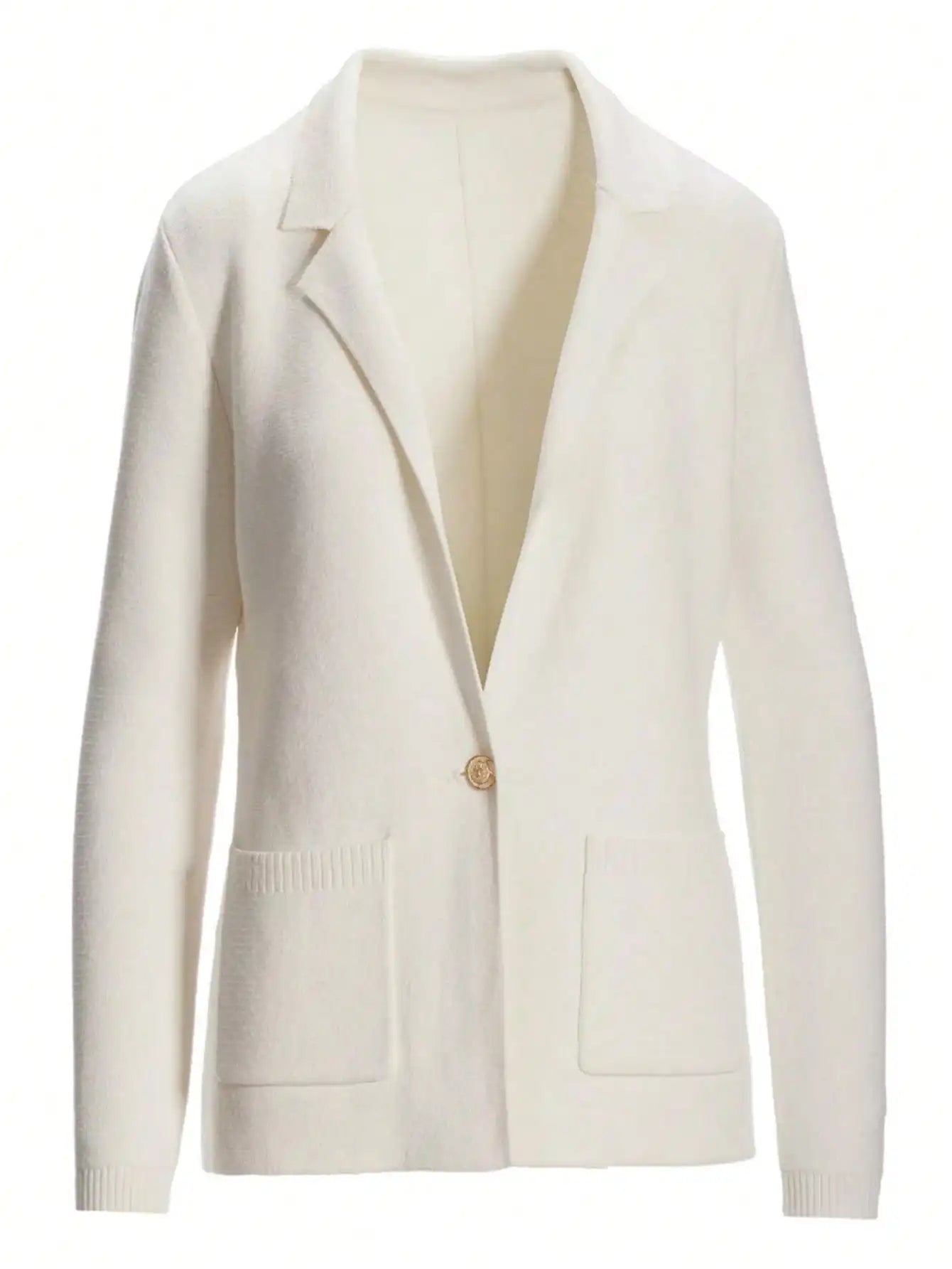 Women Single Button Thin Knit Fitted Blazer Jacket