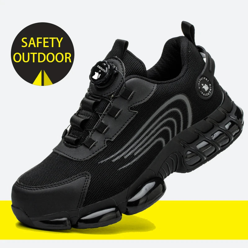 Men Steel Toe Cap NonLacing Casual Work Shoes AntiPuncture