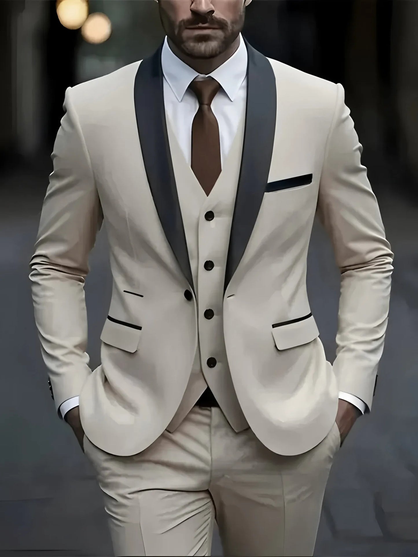 Men's Formal Suit Set Jacket Vest Pants For Business Wedding