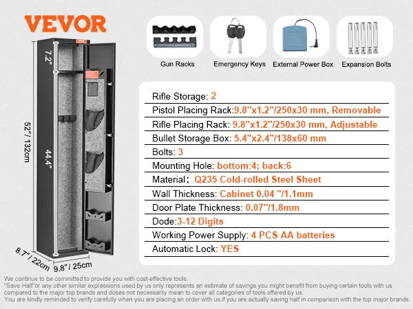SucceBuy Gun Safe Cabinet With Digital Keypad Lock