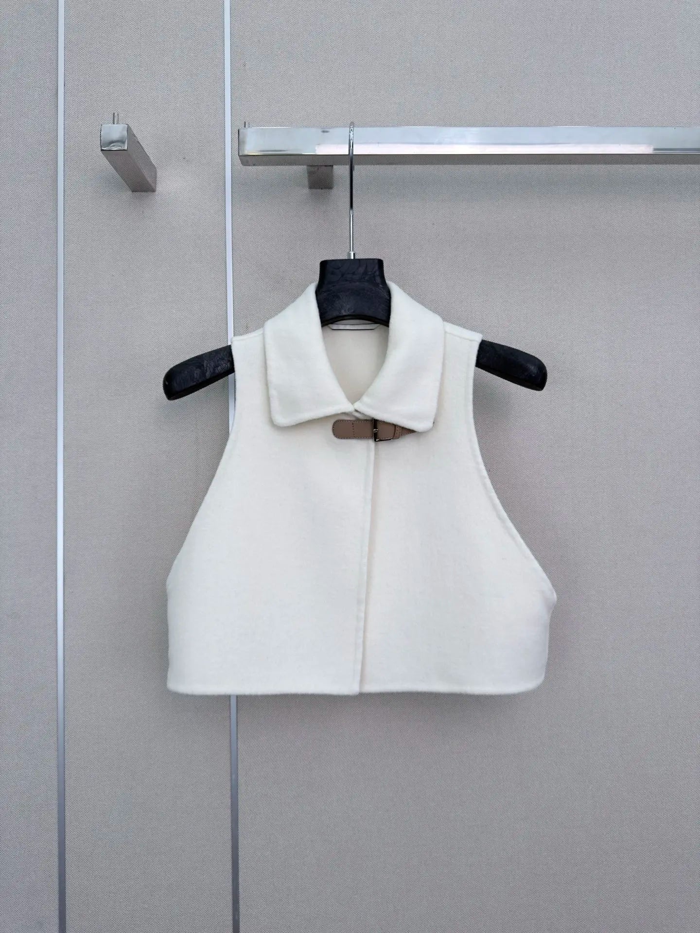 Women's Solid Wool Button Top And Lapel Vest Set