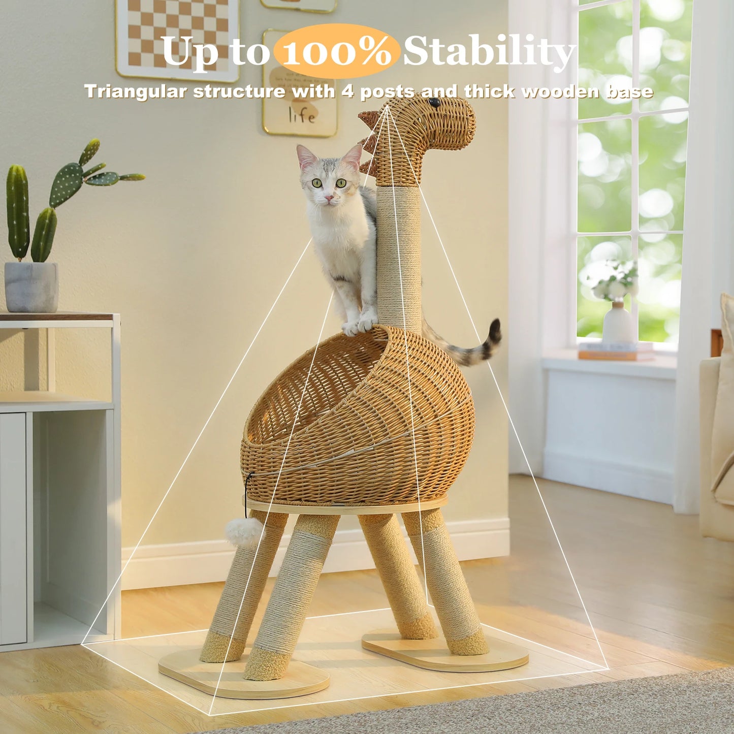 PAWZ Road Dinosaur Cat Tree Tower Three Tier Sisal Post Wicker Condo